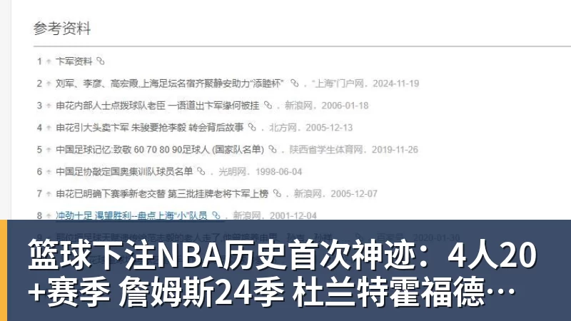 篮球下注NBA历史首次神迹：4人20+赛季 詹姆斯24季 杜兰特霍福德康利20季